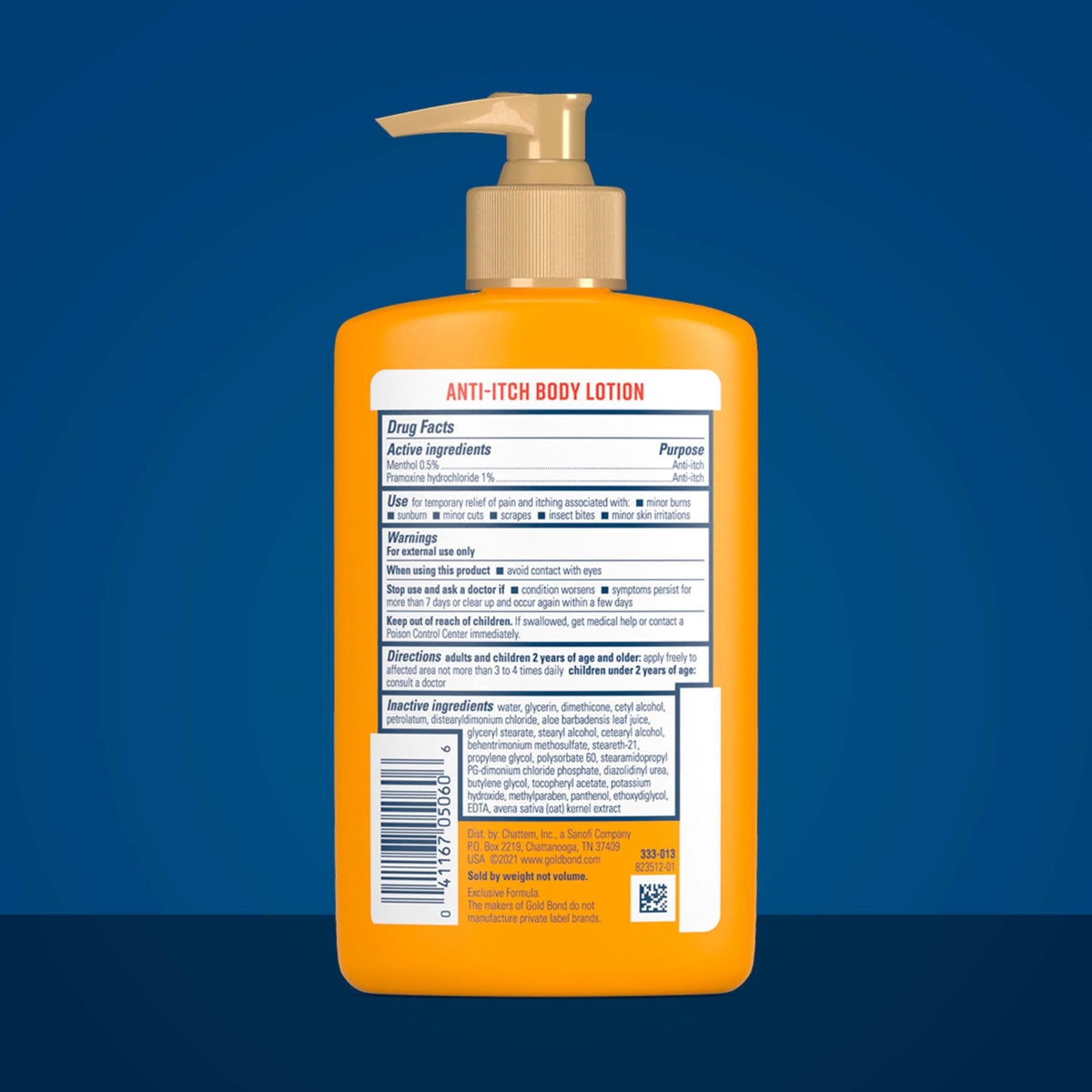 Gold Bond ingredient panel highlighting menthol and pramoxine HCl benefits