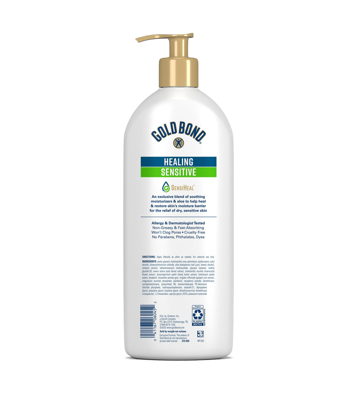 Gold Bond closeup label highlighting SensiHeal Technology for reassurance