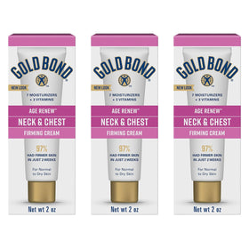 Gold Bond front packaging showing three tubes and travel-ready convenience