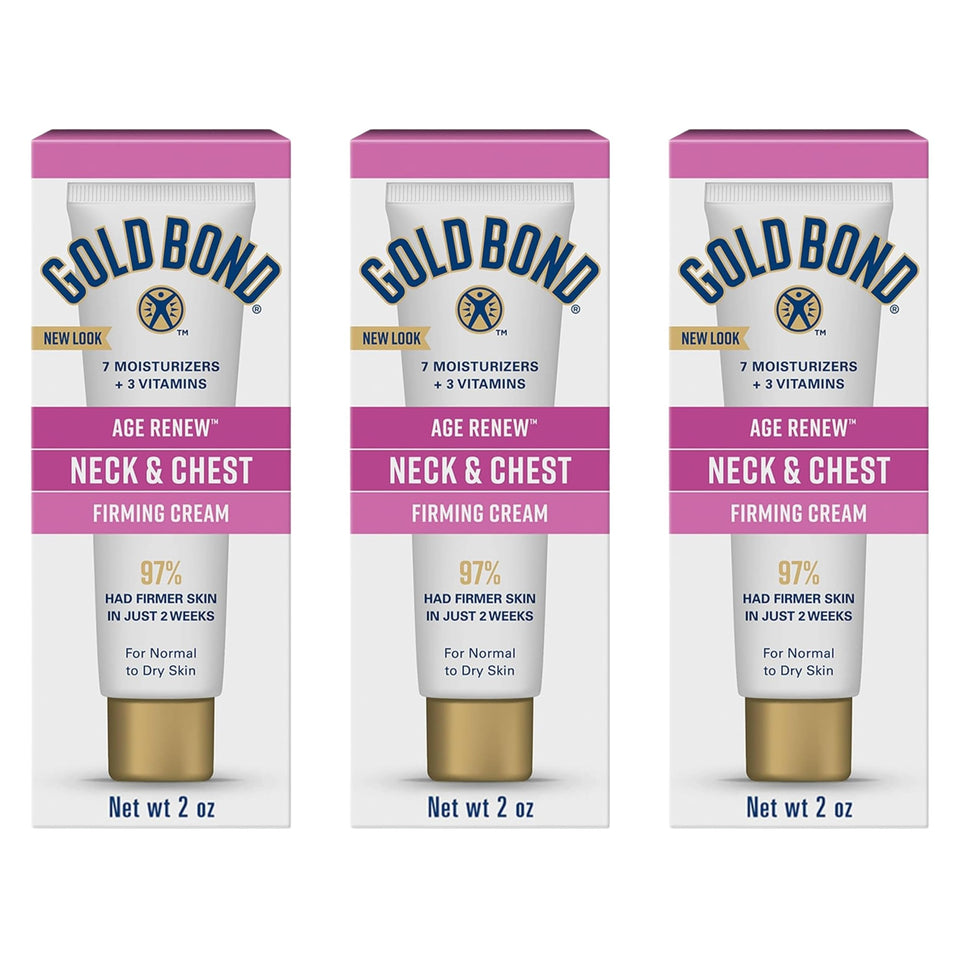 Gold Bond front packaging showing three tubes and travel-ready convenience