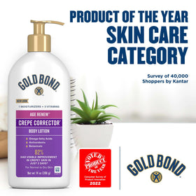Gold Bond dispensing lotion from pump demonstrating easy application benefit