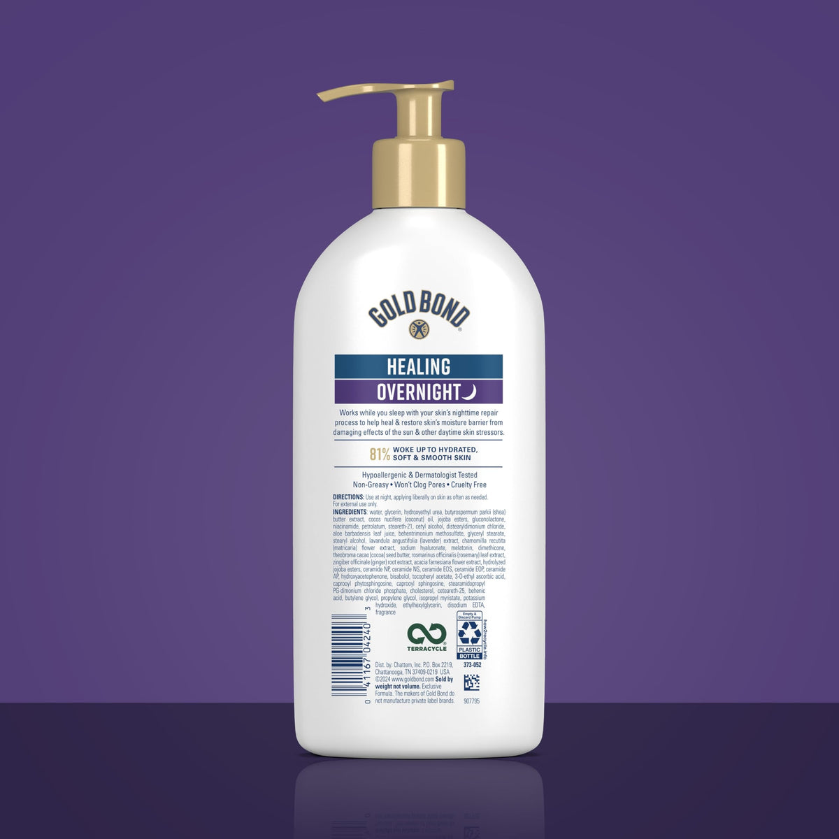 Gold Bond lotion texture swipe showing lightweight, nongreasy consistency benefit