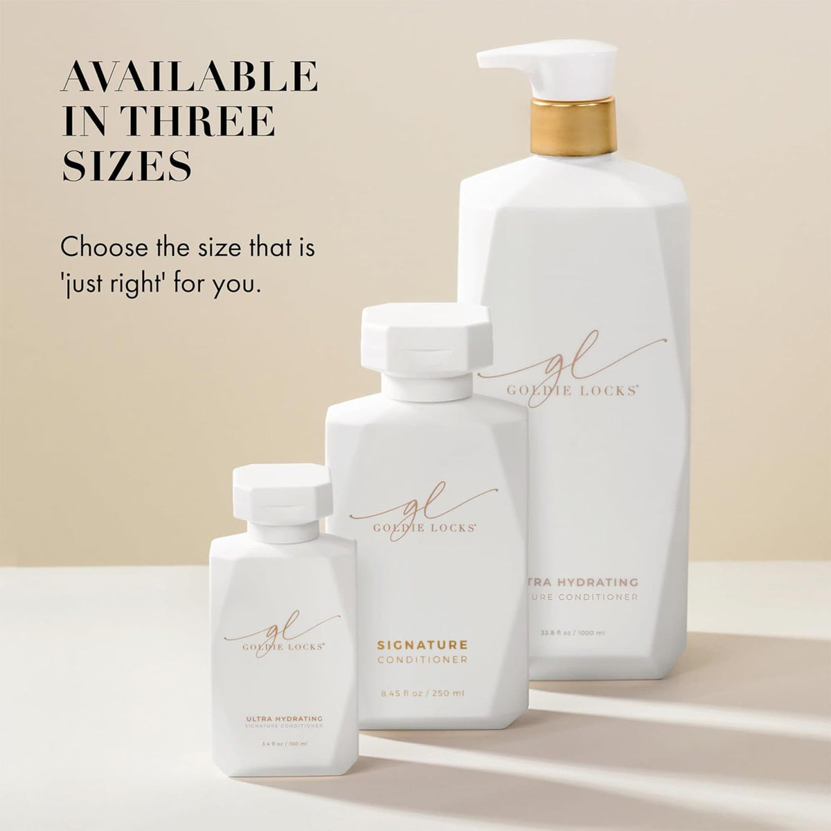 Goldie Locks conditioner on bathroom shelf in minimalist lifestyle scene