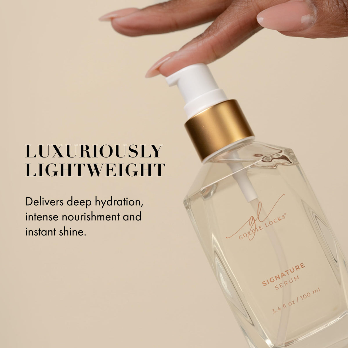 Goldie Locks bottle in hand showing 1.7 fl oz size and travel-friendly convenience