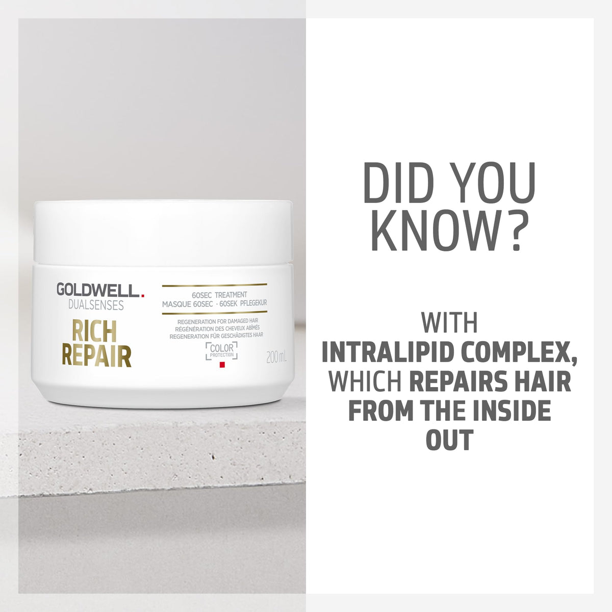 Goldwell 60sec treatment in hand demonstrating easy one-minute use