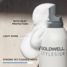 Goldwell mousse applied to towel-dried hair for easier styling