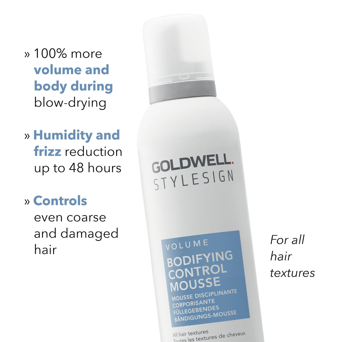Goldwell styled blow-dry showing fuller volume and natural body