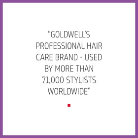 Goldwell bottle held in hand showing 300mL scale and easy handling benefit