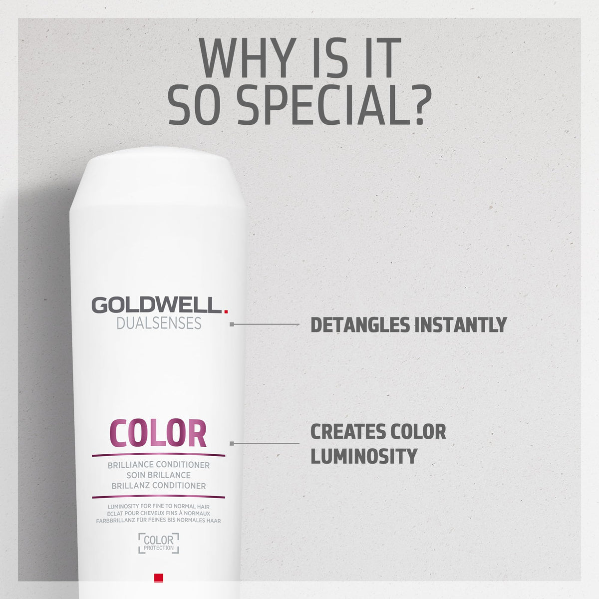 Goldwell bottle label close-up showing product details and usage guidance