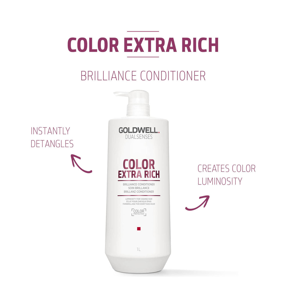 Goldwell Dualsenses bottle in hand showing 1L scale for economical use