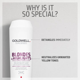 Goldwell Dualsenses bottle in hand to illustrate 300mL size and travel convenience