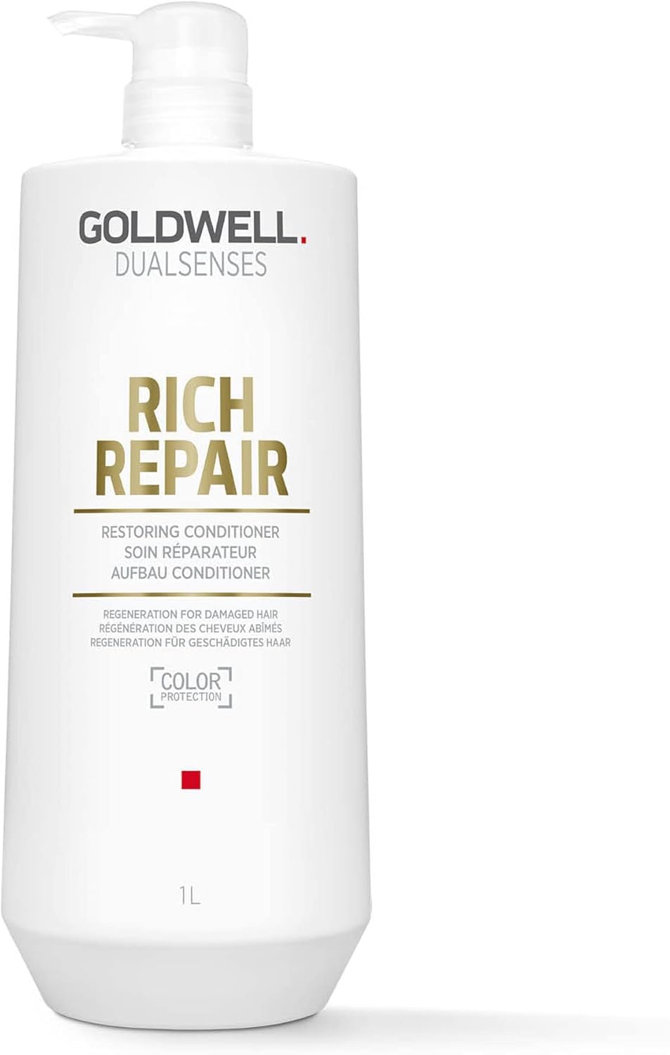 Goldwell bottle front view showing branding and 1L size, suggests professional quality