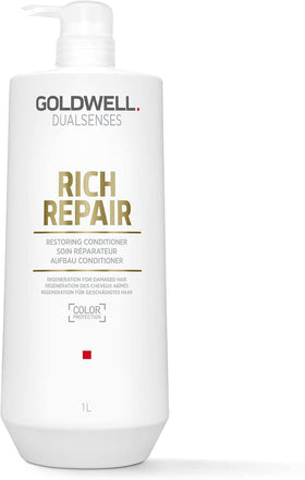 Goldwell bottle front view showing branding and 1L size, suggests professional quality