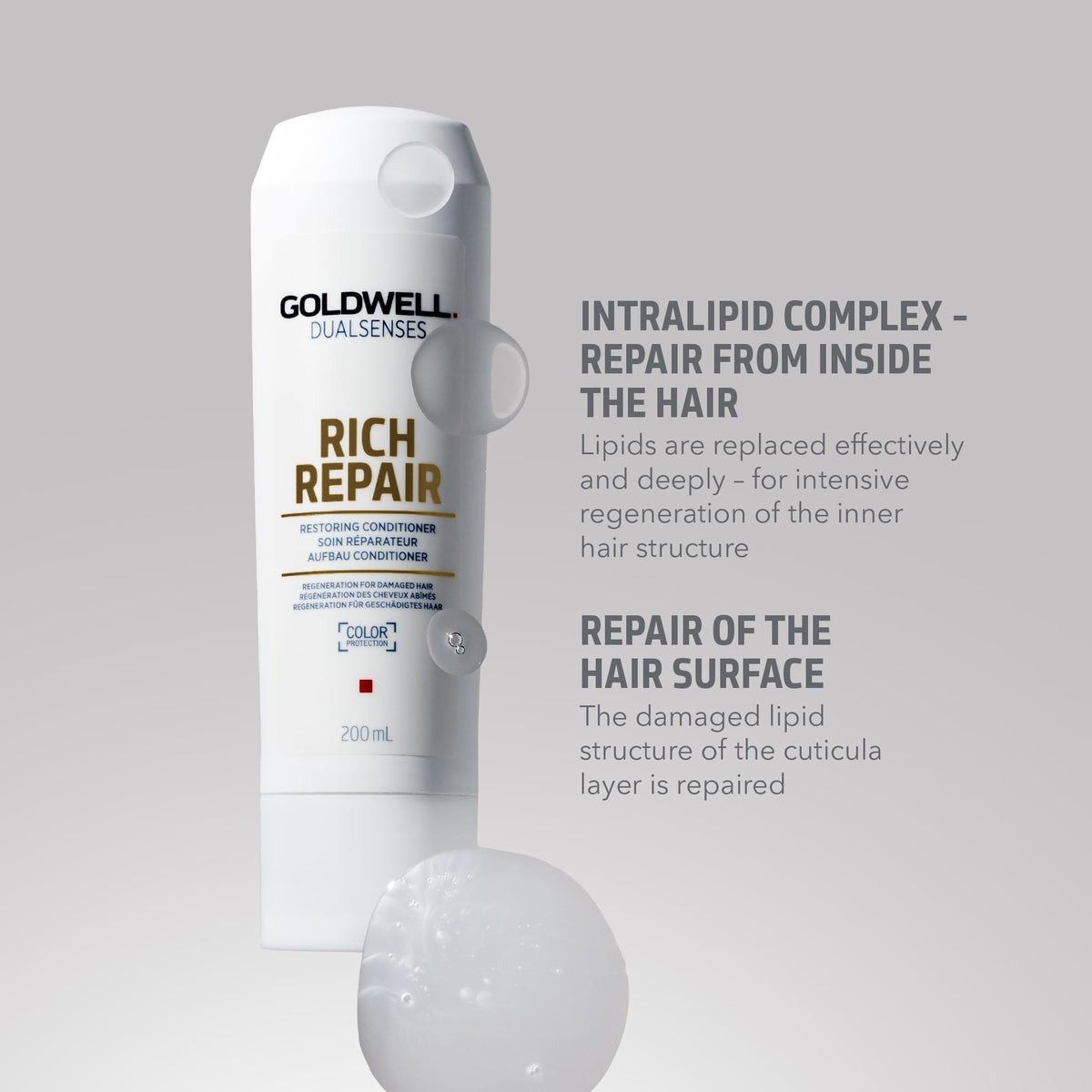 Goldwell label close-up highlighting product name and sulfate-free benefit for color care