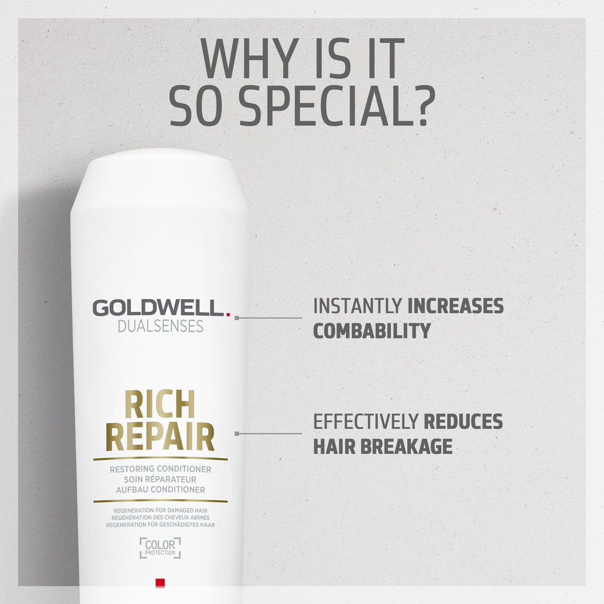 Goldwell cream consistency on finger showing rich formula and nourishment