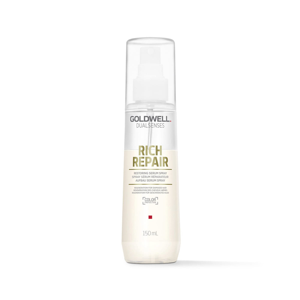 Goldwell Dualsenses front bottle view showing product and clear benefit of lightweight repair