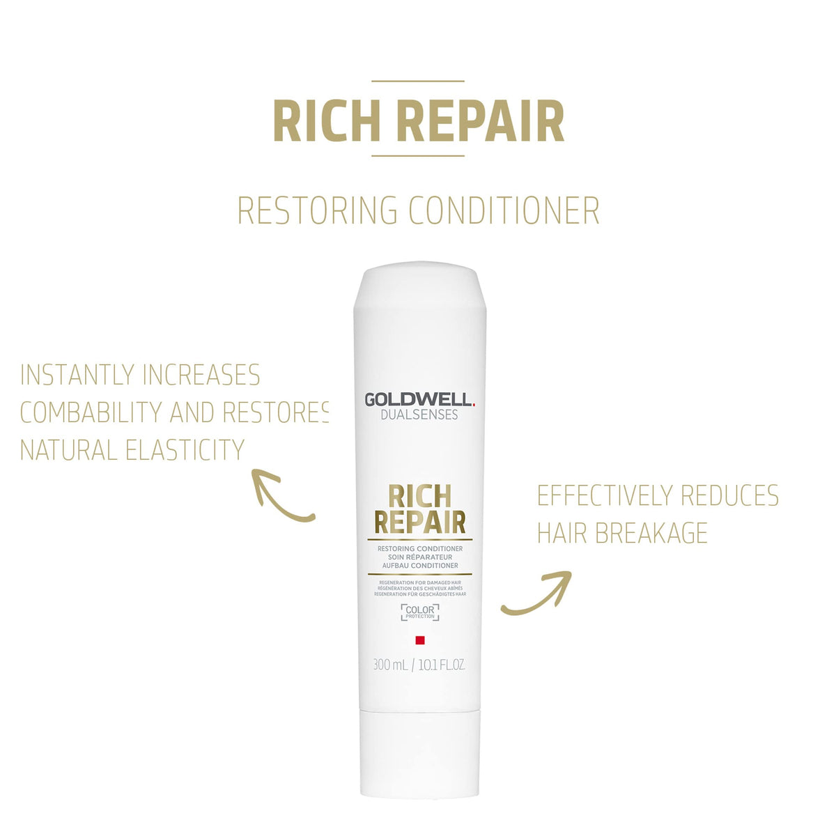 Goldwell close-up pump and dispenser showing easy application benefit