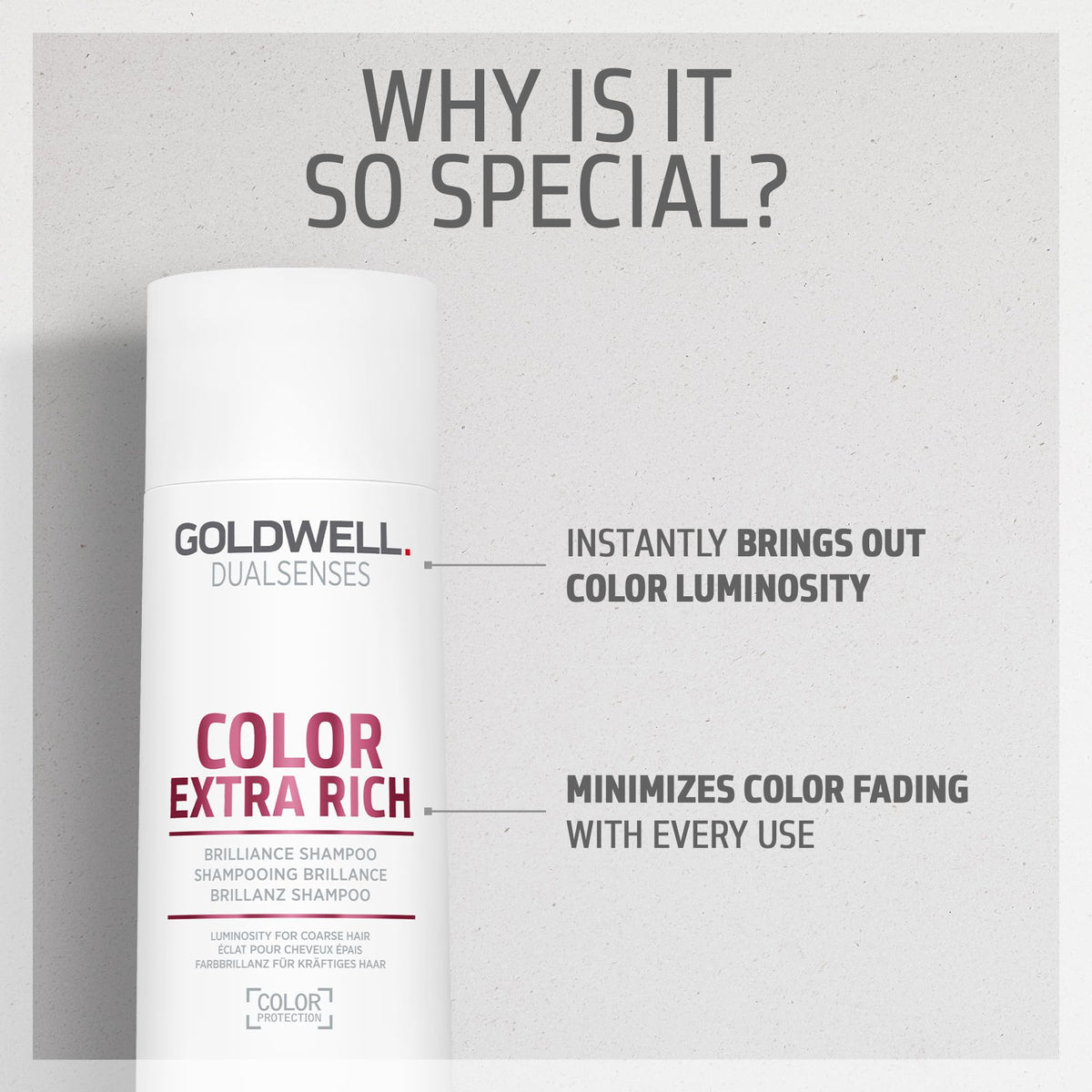 Goldwell shampoo in use in shower showing easy application and rinse
