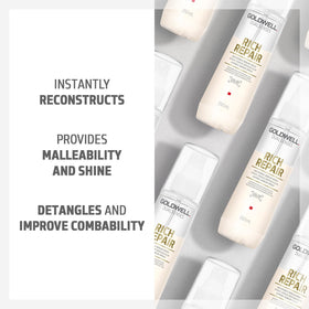 Goldwell hand holding 150ml bottle indicating travel-friendly size and convenience benefit