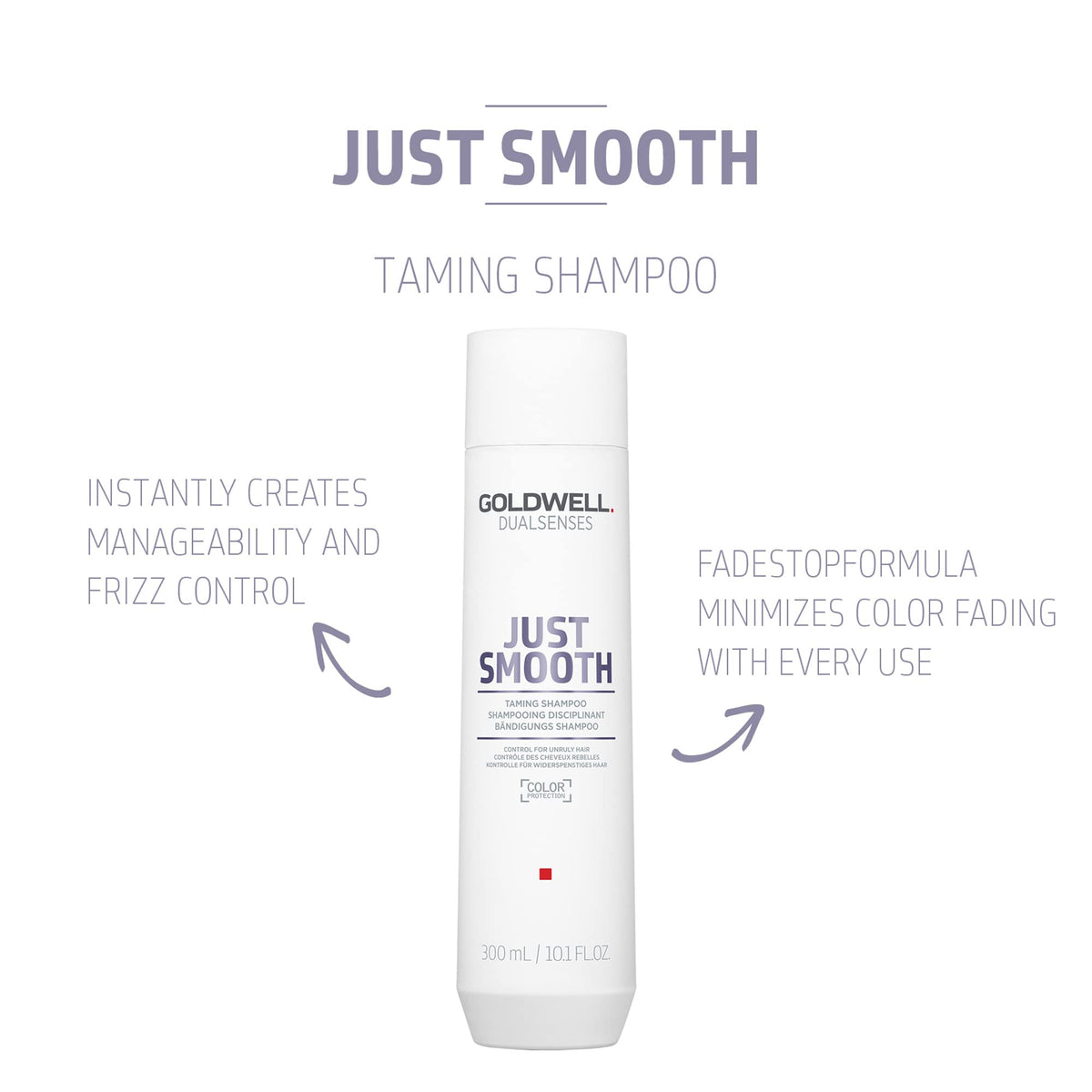 Goldwell Just Smooth back label with ingredients and usage directions for informed use