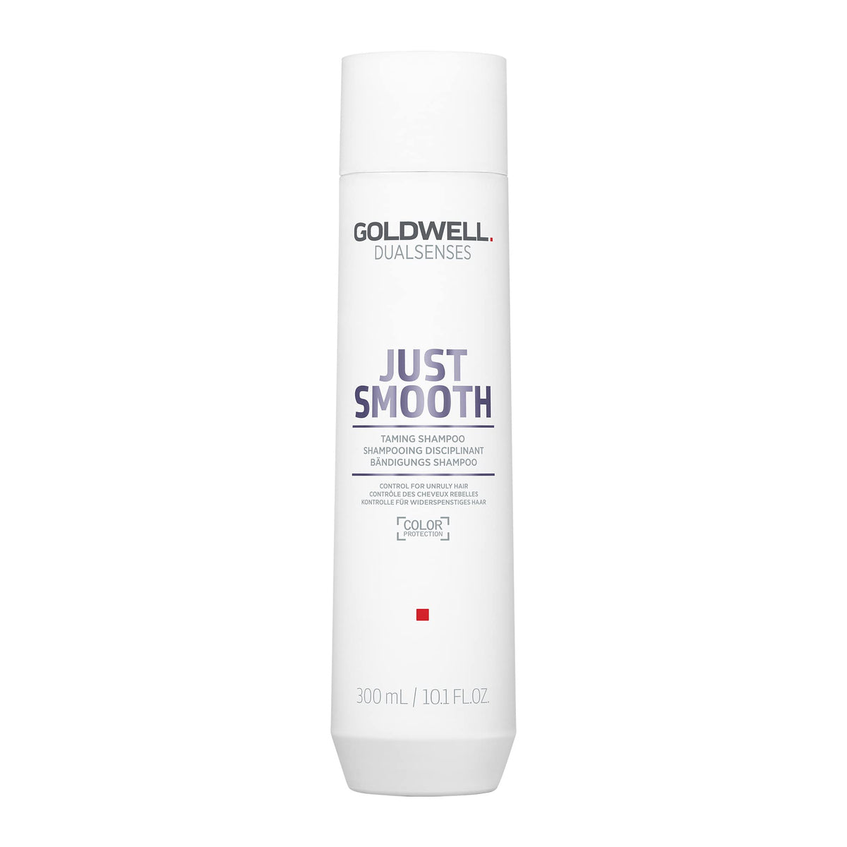Goldwell Just Smooth front bottle showing label and size, clear product identification and benefit