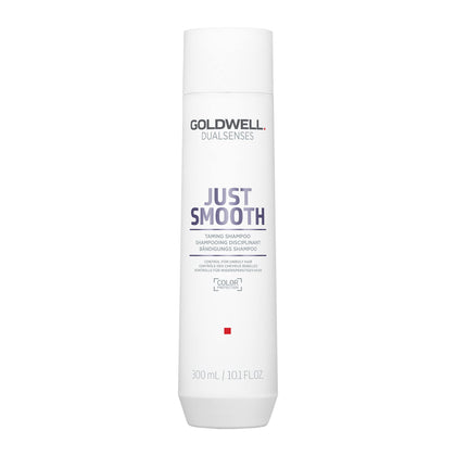 Goldwell Just Smooth front bottle showing label and size, clear product identification and benefit
