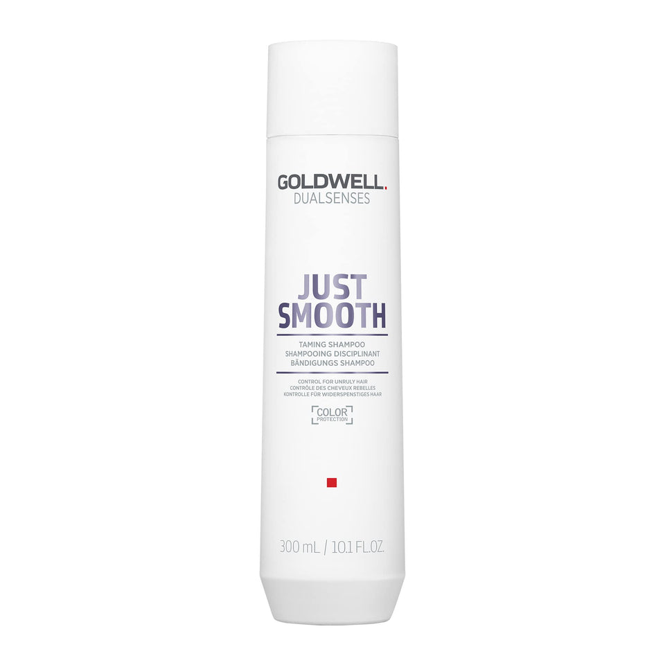 Goldwell Just Smooth front bottle showing label and size, clear product identification and benefit