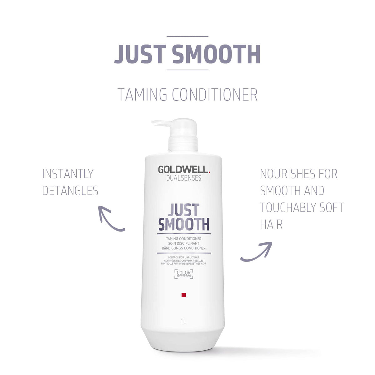 Goldwell pump dispensing conditioner demonstrating easy, mess-free application