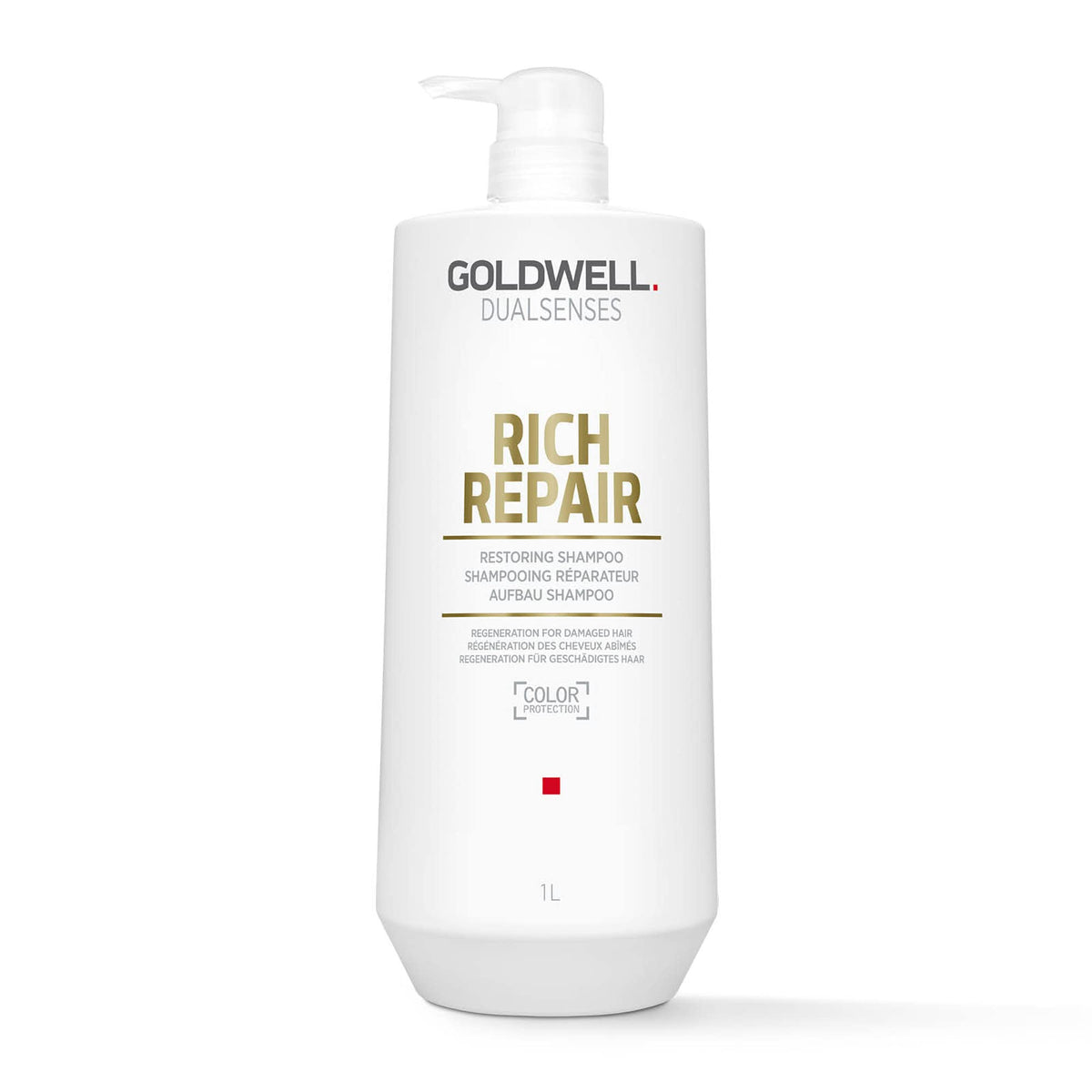 Goldwell Rich Repair front bottle showing product and volume benefit