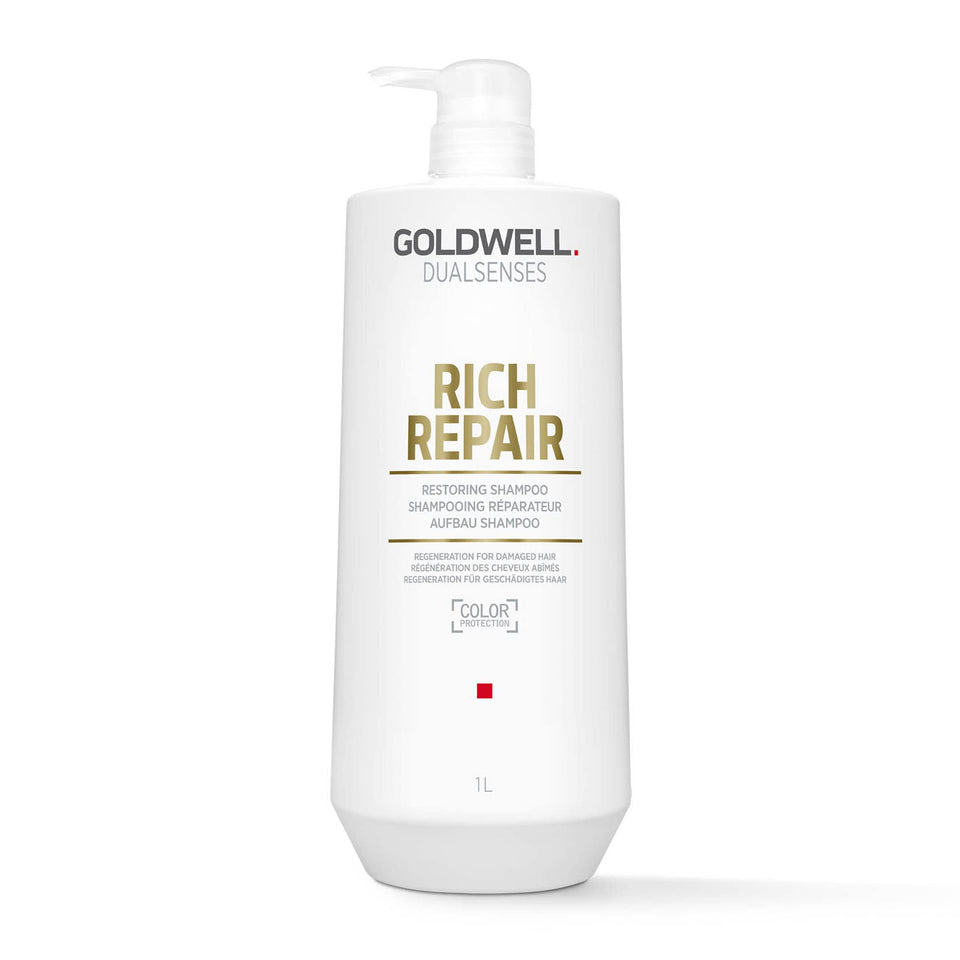 Goldwell Rich Repair front bottle showing product and volume benefit