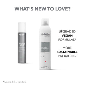 Goldwell textured hair finish showing low-shine, flexible hold benefit