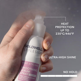 Goldwell spray action over dry hair for even coverage and easy styling