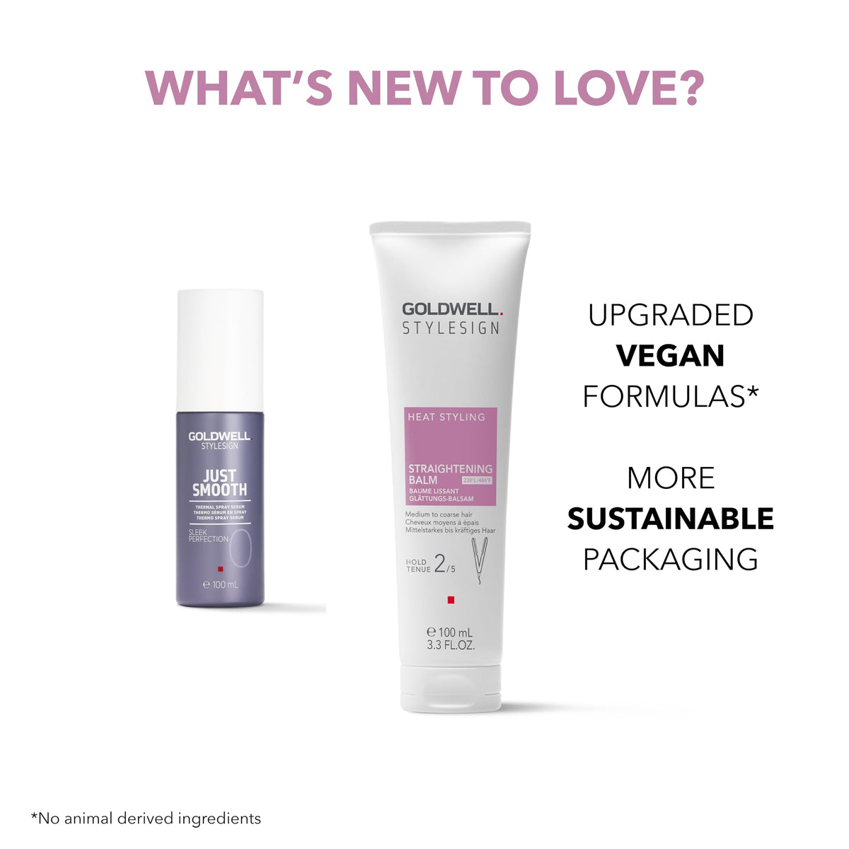 Goldwell bottle held in hand showing compact size and travel-friendly benefit
