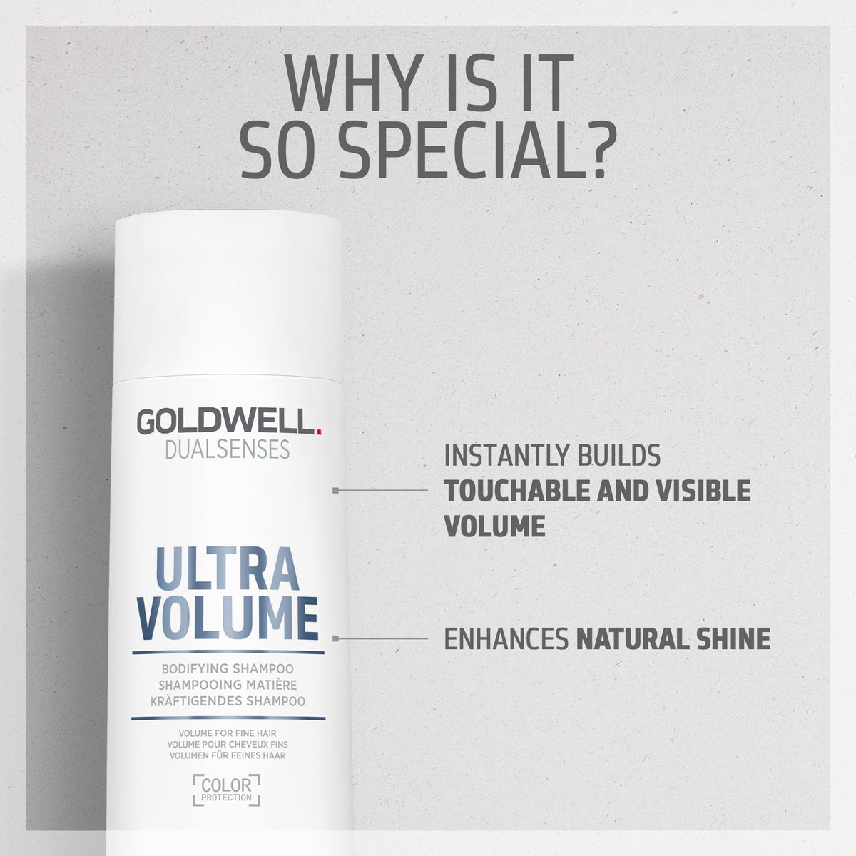 Goldwell bottle beside ruler showing 300mL scale and size reference