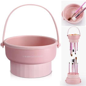 GOLIKEE front view of pink cleaner bowl showing three-in-one design and tidy storage