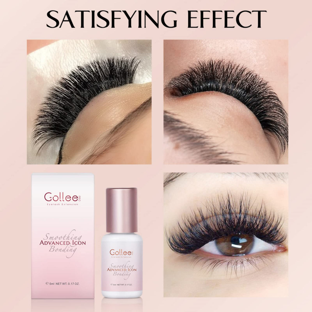 GOLLEEPRO application with tweezers illustrating secure lash bonding benefit