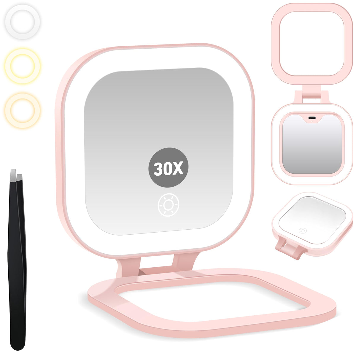 GOMIPURU front view folded compact mirror showing travel-ready convenience