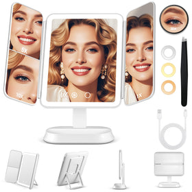 GOMIPURU front view on vanity showing bright light and sleek design benefit precision