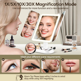 GOMIPURU LED light modes comparison showing warm cool neutral lighting for true-color makeup