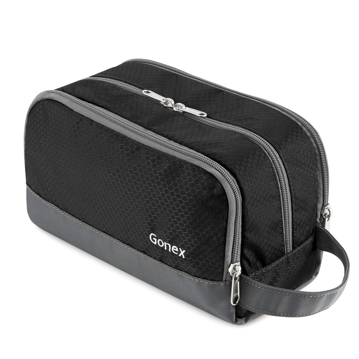 Gonex front view of toiletry bag showing compact, water-resistant design