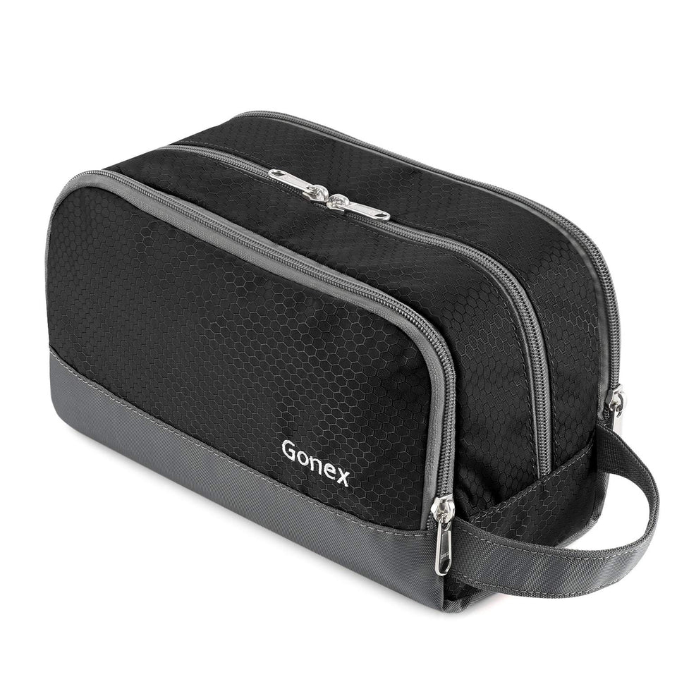 Gonex front view of toiletry bag showing compact, water-resistant design