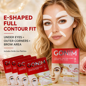 GONIM close-up of E-shaped patches highlighting full-contour fit for comprehensive coverage