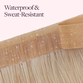 GOO GOO tape in use with stylist hands for quick, secure extension reapplication