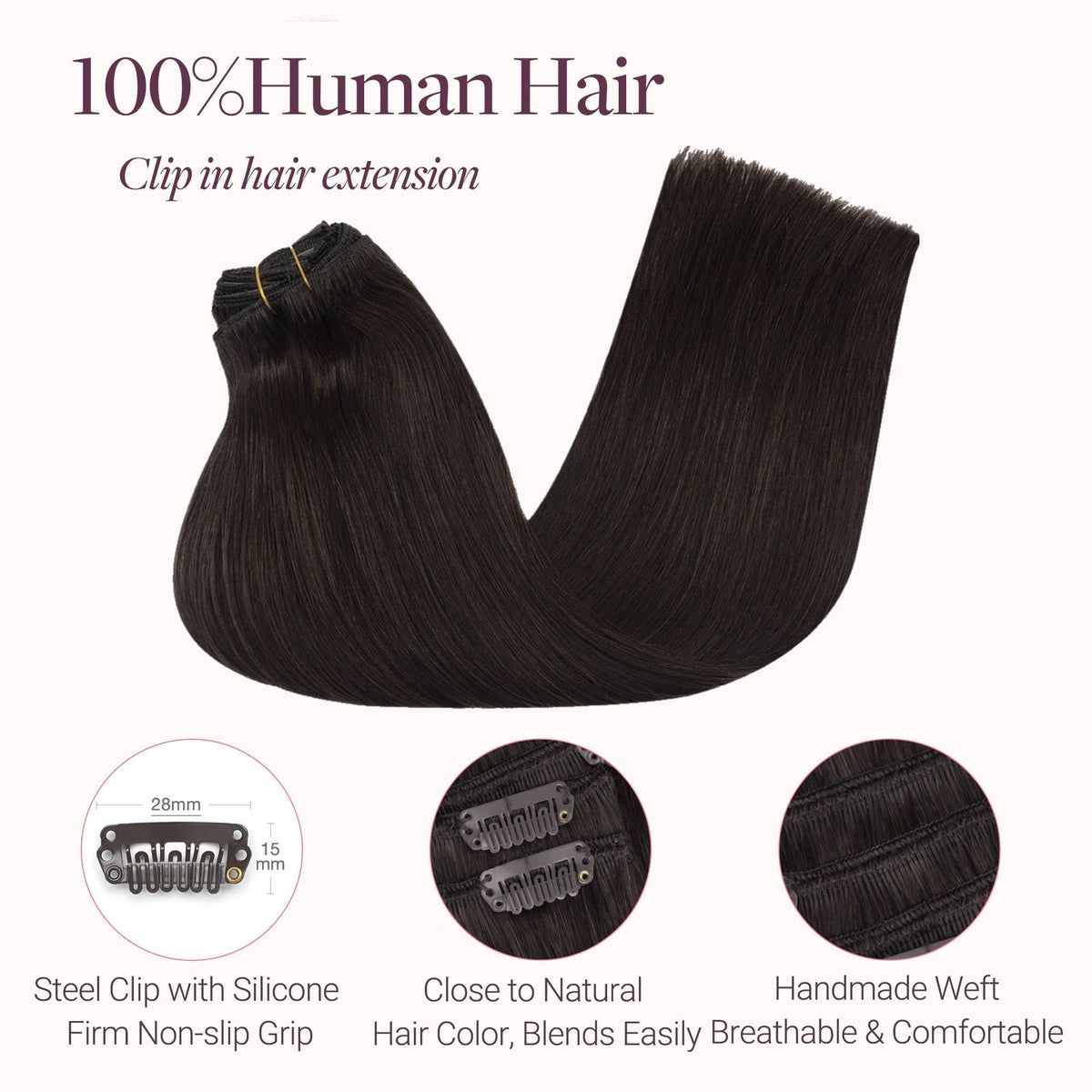 GOO GOO weft detail showing Remy hair texture for smooth blending