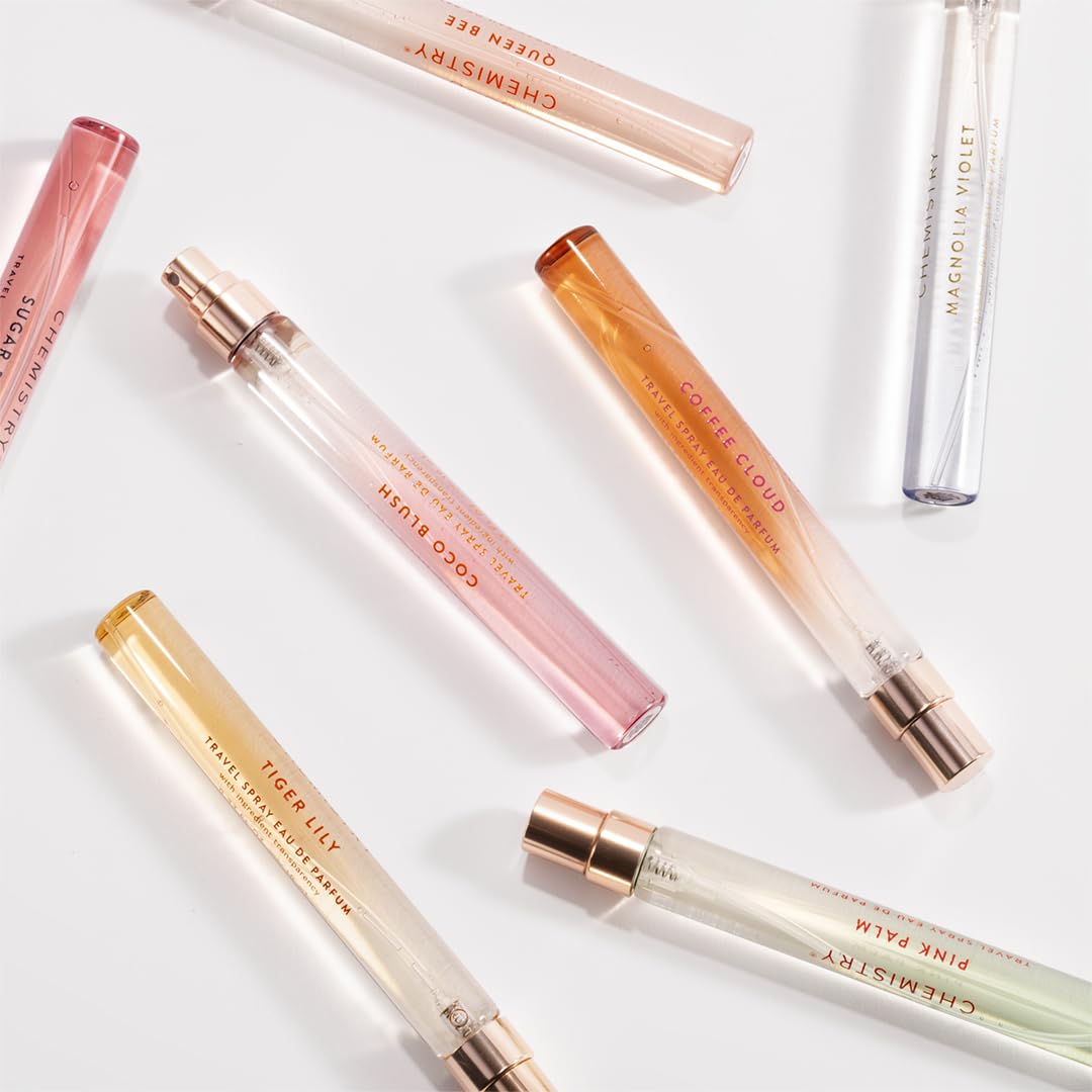 Applying Good Chemistry Coco Blush on neck and wrist for targeted long-lasting fragrance