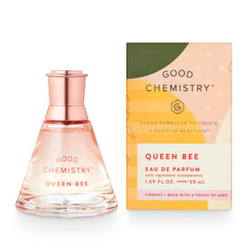 Good Chemistry bottle front view showing elegant glass and label benefit long-lasting scent