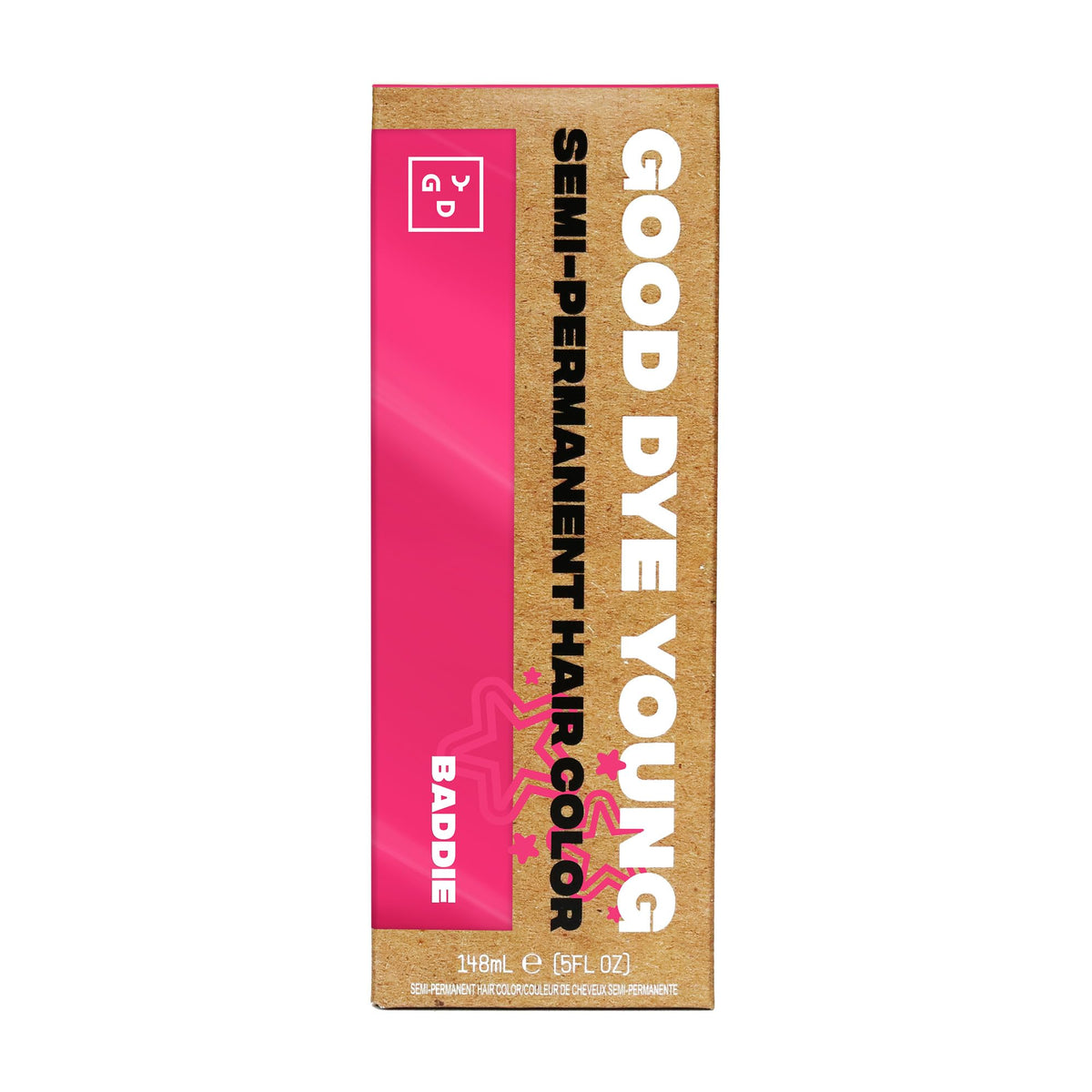 Good Dye Young Baddie front packaging showing bold pink shade and branding benefit of clear labeling