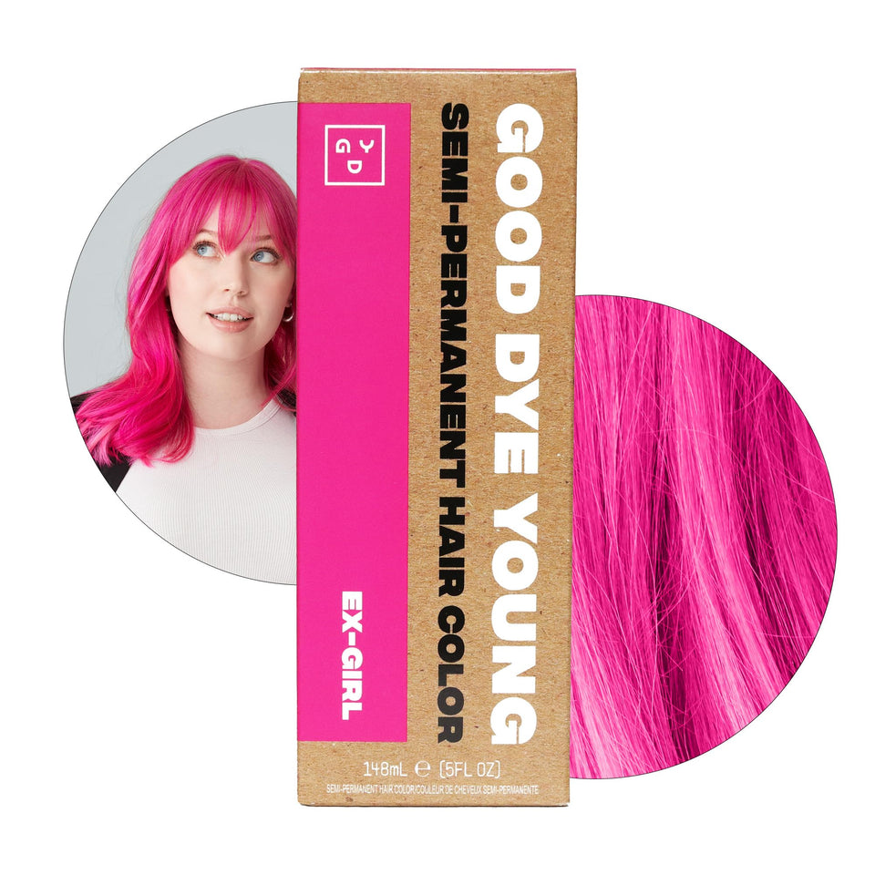 Good Dye Young front packaging showing Ex Girl tube and vibrant color benefit