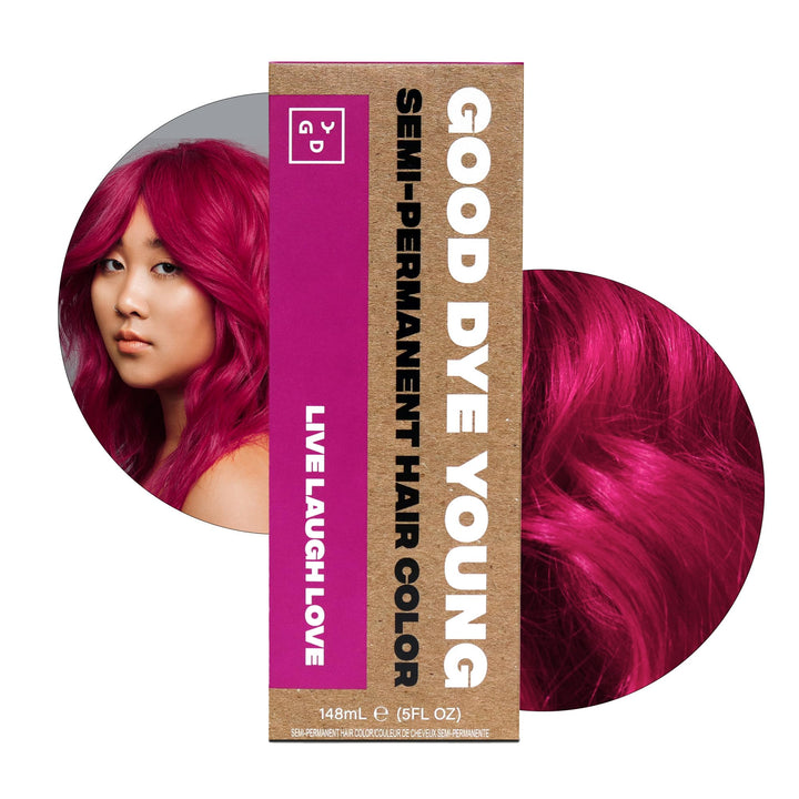 Good Dye Young front packaging showing magenta tube and branding, vivid color payoff
