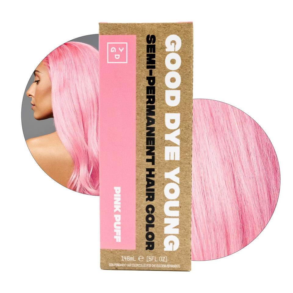 Good Dye Young front packaging showing the Pink Puff label and vibrant pink branding